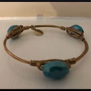 Bourbon and Bowties Bracelet w/ 3 Turquoise Stones